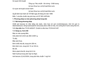 Tiêu chuẩn Việt Nam TCVN 4714:1989 (ST SEV 4879-84) về đồ hộp rau quả - phương pháp xác định hàm lượng axit benzoic do Uỷ ban Khoa học và Kỹ thuật Nhà nước ban hanh