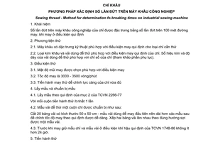 Tiêu chuẩn Việt Nam TCVN 5239:1990 về Chỉ khâu - Phương pháp xác định số lần đứt trên máy khâu công nghiệp do Ủy ban Khoa học Nhà nước ban hành