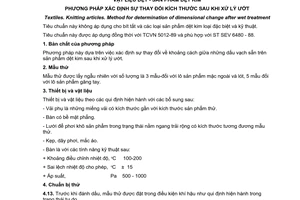 Tiêu chuẩn Việt Nam TCVN 5237:1990 (ST SEV 6480-88)
về Vật liệu dệt - Sản phẩm dệt kim - Phương pháp xác định sự thay đổi kích thước sau khi xử lý ướt do Ủy ban Khoa học Nhà nước ban hành