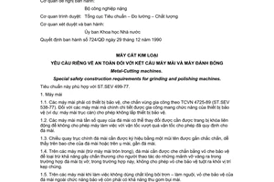Tiêu chuẩn Việt Nam TCVN 5183:1990 (ST SEV 499-77) về máy cắt kim loại – Yêu cầu riêng về an toàn đối với kết cấu máy mài và máy đánh bóng do Ủy ban Khoa học Nhà nước ban hành