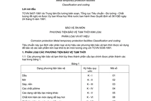 Tiêu chuẩn Việt Nam TCVN 5407:1991 (ST SEV 3630-82) về Bảo vệ ăn mòn - Phương tiện bảo vệ tạm thời kim loại - Phân loại và ký hiệu do Ủy ban Khoa học Nhà nước ban hành