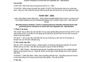 Tiêu chuẩn Việt Nam TCVN 7281:2003 về Giày ủng bằng chất dẻo đúc - Ủng công nghiệp bằng poly (vinyl clorua) có lót hoặc không có lót chống mỡ động vật và dầu thực vật - Yêu cầu kỹ thuật do Bộ Khoa học và Công nghệ ban hành
