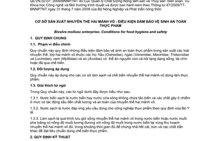 Quy chuẩn kỹ thuật quốc gia QCVN 02-07:2009/BNNPTNT về cơ sở sản xuất nhuyễn thể hai mảnh vỏ-điều kiện đảm bảo vệ sinh an toàn thực phẩm do Bộ Nông nghiệp và Phát triển nông thôn ban hành